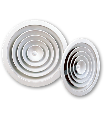 Circular Aluminium Ceiling Diffuser - 150mm Diameter - RAL9010 White