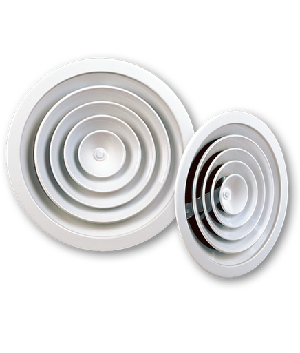 Circular Aluminium Ceiling Diffuser - 250mm Diameter - RAL9010 White