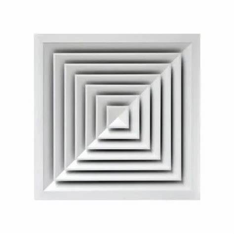 Square Aluminium Ceiling Diffuser - 375mm Diameter With Damper